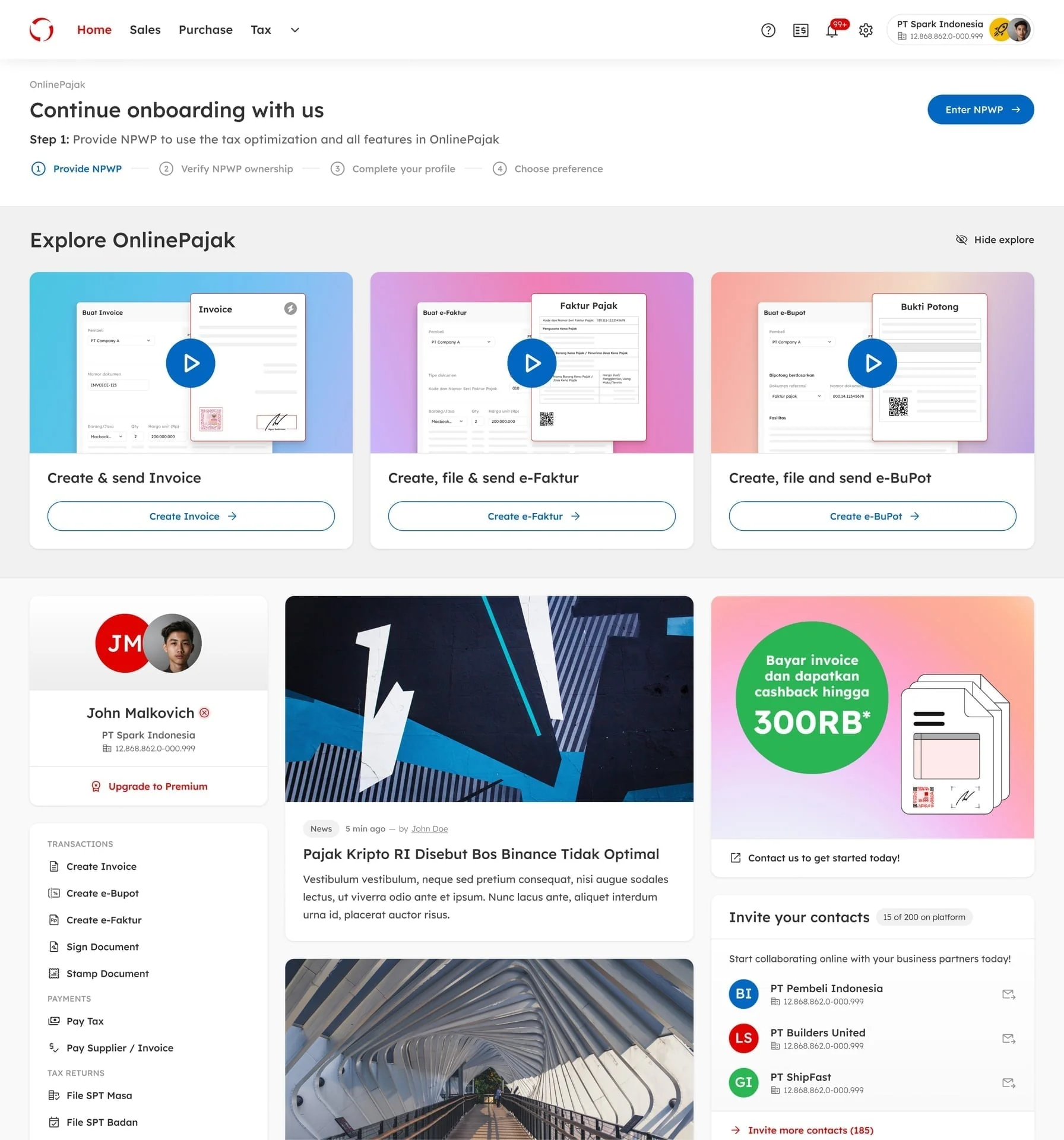 Dashboard redesign focused on clearer task hierarchy and activation prompts